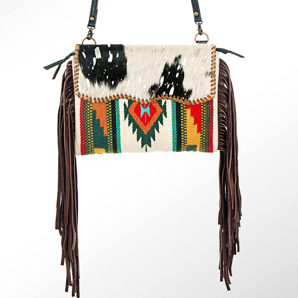 ADBG236 American Darling Handcrafted Western Cross body Bag with Saddle Blanket and Fringes