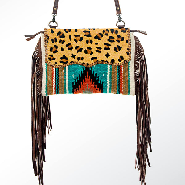 ADBG236 American Darling Handcrafted Western Cross body Bag with Saddle Blanket and Fringes