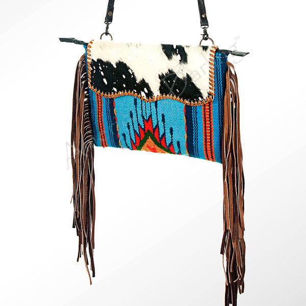 ADBG236 American Darling Handcrafted Western Cross body Bag with Saddle Blanket and Fringes