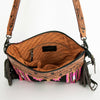 ADBGZ228 Pink Aztec Wool & Tooled Leather Crossbody Bag - Western Fringe Purse