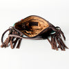 LC-ADBGZ234 Turquoise Wool & Tooled Leather Wristlet with Fringe - Western Aztec Clutch Bag