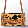 ADBG518 American Darling Hand Tooled Leather & Hair-On Cowhide Western Crossbody Bag