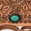ADBG544 American Darling Hand Tooled Floral Leather Western Organiser Bag with Turquoise Concho