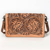ADBG544 American Darling Hand Tooled Floral Leather Western Organiser Bag with Turquoise Concho
