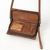 ADBG544 American Darling Hand Tooled Floral Leather Western Organiser Bag with Turquoise Concho