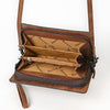 ADBG544 American Darling Hand Tooled Floral Leather Western Organiser Bag with Turquoise Concho