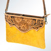 ADBG546MUS American Darling Cowhide & Pink Hand Tooled Leather Fringe Crossbody Bag
