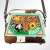ADBG550BRW American Darling Hand Tooled Floral Leather & Hair-On Cowhide Western Cross body Bag