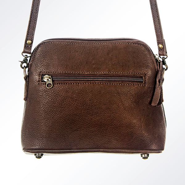 ADBG550BRW American Darling Hand Tooled Floral Leather & Hair-On Cowhide Western Cross body Bag