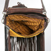 ADBG532 American Darling Braided trim & Hair-On Cowhide Western Cross body Bag with Fringes