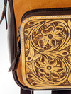 ADBG560 American Darling Hand Tooled Floral Leather Western Backpack with Turquoise Concho