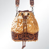 ADBG569 American Darling Hand Tooled Floral Leather & Hair-On Cowhide Western Bucket Bag