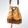 ADBG569 American Darling Hand Tooled Floral Leather & Hair-On Cowhide Western Bucket Bag