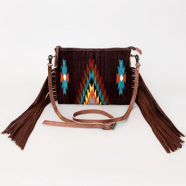 ADBG236 American Darling Handcrafted Cross body Bag with Hand-Woven Saddle Blanket & Fringes