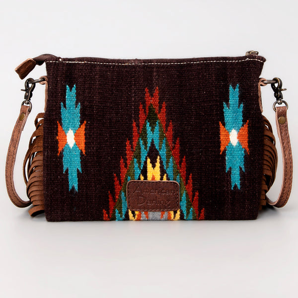 ADBG236 American Darling Handcrafted Cross body Bag with Hand-Woven Saddle Blanket & Fringes