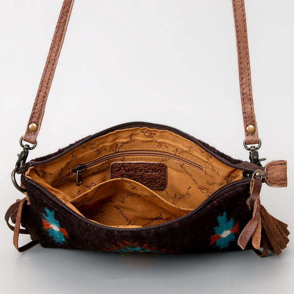 ADBG236 American Darling Handcrafted Cross body Bag with Hand-Woven Saddle Blanket & Fringes