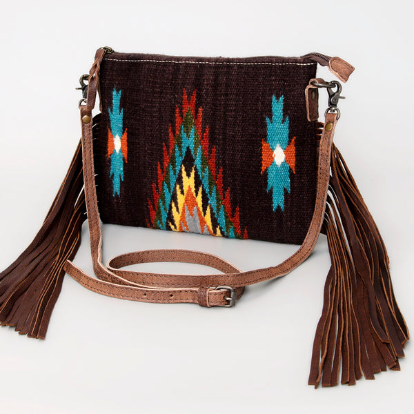 ADBG236 American Darling Handcrafted Cross body Bag with Hand-Woven Saddle Blanket & Fringes