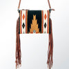 ADBG236 American Darling Handcrafted Cross body Bag with Hand-Woven Saddle Blanket & Fringes