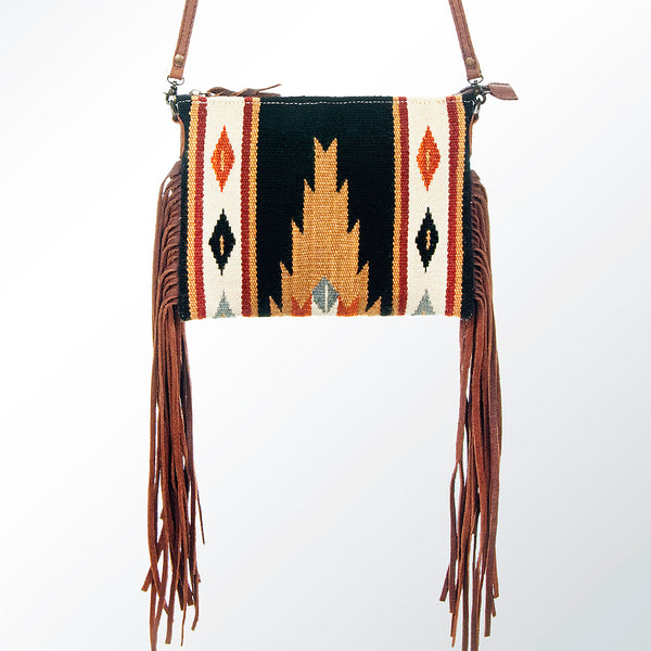 ADBG236 American Darling Handcrafted Cross body Bag with Hand-Woven Saddle Blanket & Fringes