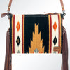 ADBG236 American Darling Handcrafted Cross body Bag with Hand-Woven Saddle Blanket & Fringes