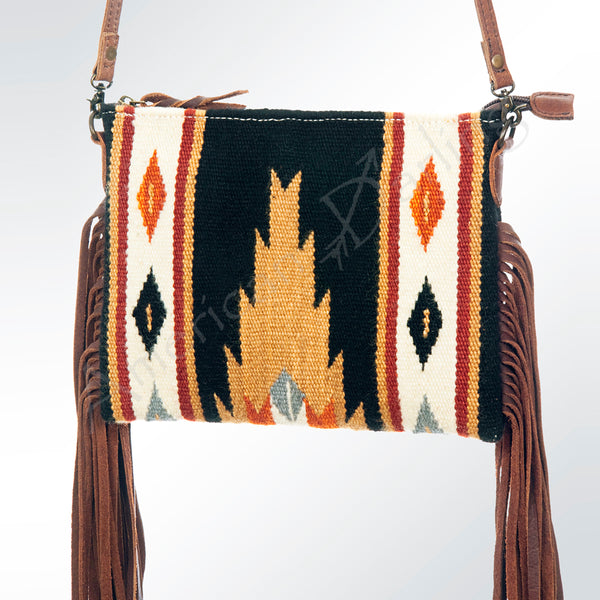 ADBG236 American Darling Handcrafted Cross body Bag with Hand-Woven Saddle Blanket & Fringes