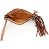 ADBG344 American Darling Hand Tooled Western Leather Wristlet Bag with Fringes and Woven Saddle Blanket