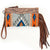 ADBG344 American Darling Hand Tooled Western Leather Wristlet Bag with Fringes and Woven Saddle Blanket