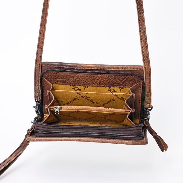 ADBG485 Multicolor Southwestern Wool Organizer Bag with Leather Trim & Crossbody Strap