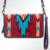 ADBG485 Southwestern Wool Organizer Bag with Leather Trim & Crossbody Strap