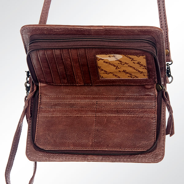ADBG485 Southwestern Wool Organizer Bag with Leather Trim & Geometric Pattern