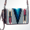 ADBG485 Southwestern Wool Organizer Bag with Leather Trim & Geometric Pattern
