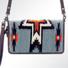 ADBG485 Southwestern Wool Organizer Bag with Leather Trim & Geometric Pattern