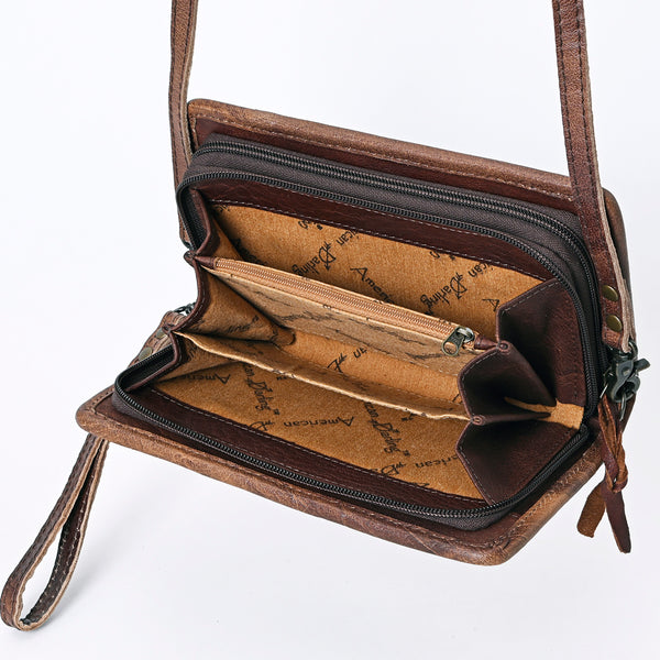 ADBG485 Multicolor Southwestern Wool Organizer Bag with Leather Trim & Crossbody Strap