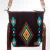 ADBG510 Tooled Leather & Saddle Blanket Crossbody Bag Belle Western Fringe Purse by American Darling