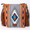 ADBG510 Tooled Leather & Saddle Blanket Crossbody Bag Belle Western Fringe Purse by American Darling