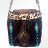 ADBG574 American Darling Southwestern Wool Bucket Bag Drawstring Tote with Leather Strap