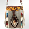 ADBG574 American Darling Aztec Woven Saddle Blanket & Leopard Cowhide Boho Bucket Bag