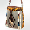 ADBG574 American Darling Aztec Woven Saddle Blanket & Leopard Cowhide Boho Bucket Bag
