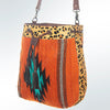 ADBG574 American Darling Aztec Woven Saddle Blanket & Leopard Cowhide Boho Bucket Bag