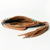 ADBG344 American Darling Western Leather Wristlet Bag with Hand Tooled Floral Carving & Saddle Blanket