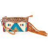 ADBG344 American Darling Western Leather Wristlet Bag with Hand Tooled Floral Carving & Saddle Blanket