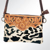 ADBG581 American Darling Hand Tooled Floral Carved & Hair-On Cowhide Small Cross body Bag