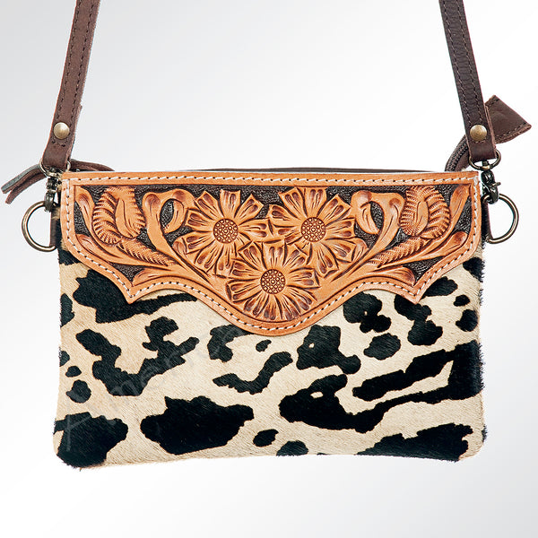 ADBG581 American Darling Hand Tooled Floral Carved & Hair-On Cowhide Small Cross body Bag