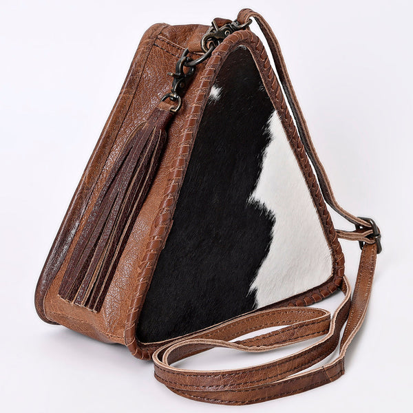 ADBG576 American Darling Hair-On Cowhide Western Leather Cross body Bag with Braided Edge