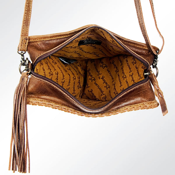 ADBG576 American Darling Hair-On Cowhide Western Leather Cross body Bag with Braided Edge