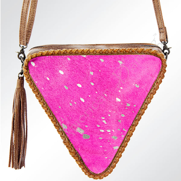 ADBG576 American Darling Hair-On Cowhide Western Leather Cross body Bag with Braided Edge
