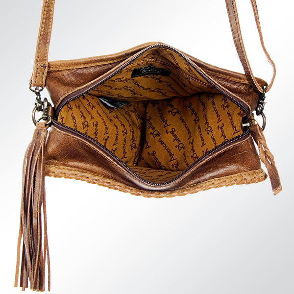 ADBG576 American Darling Hair-On Cowhide Western Leather Cross body Bag with Braided Edge