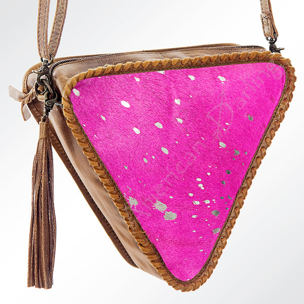 ADBG576 American Darling Hair-On Cowhide Western Leather Cross body Bag with Braided Edge