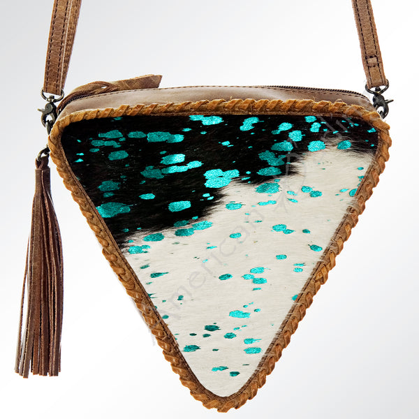 ADBG576 American Darling Hair-On Cowhide Western Leather Cross body Bag with Braided Edge
