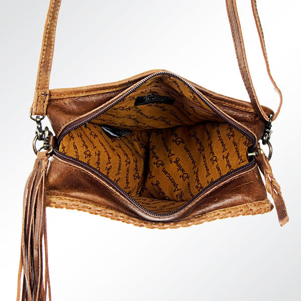 ADBG576 American Darling Hair-On Cowhide Western Leather Cross body Bag with Braided Edge